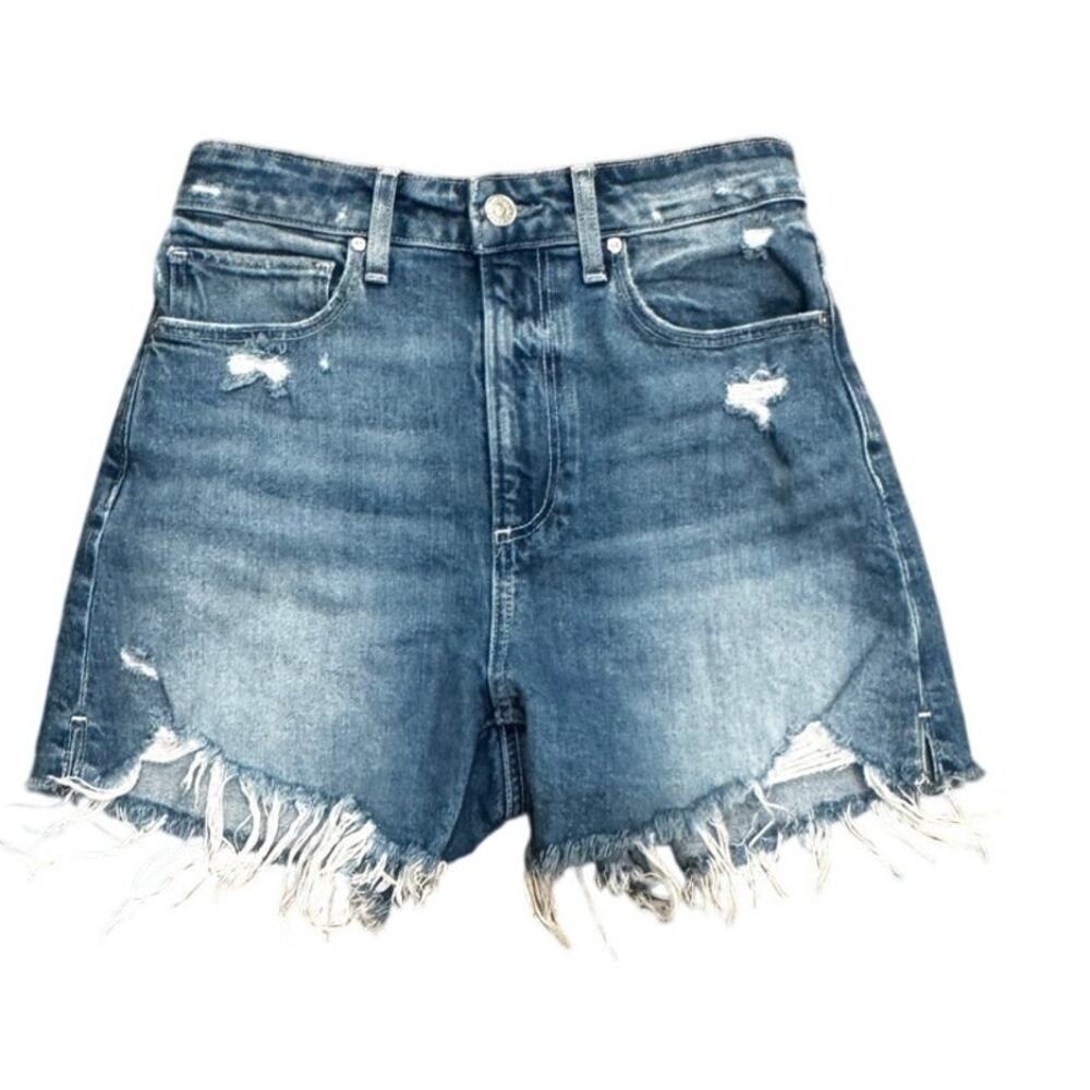 PAIGE Dani Short Raw Hem Distressed Denim Shorts Size 24 Cut Offs Summer Beach